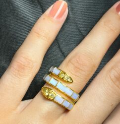 Lila Mine Taşlı Üç Bantlı Ayarlanabilir Yüzük